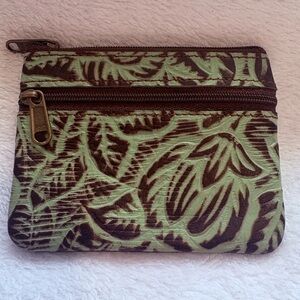 Green Floral Zip Coin Purse